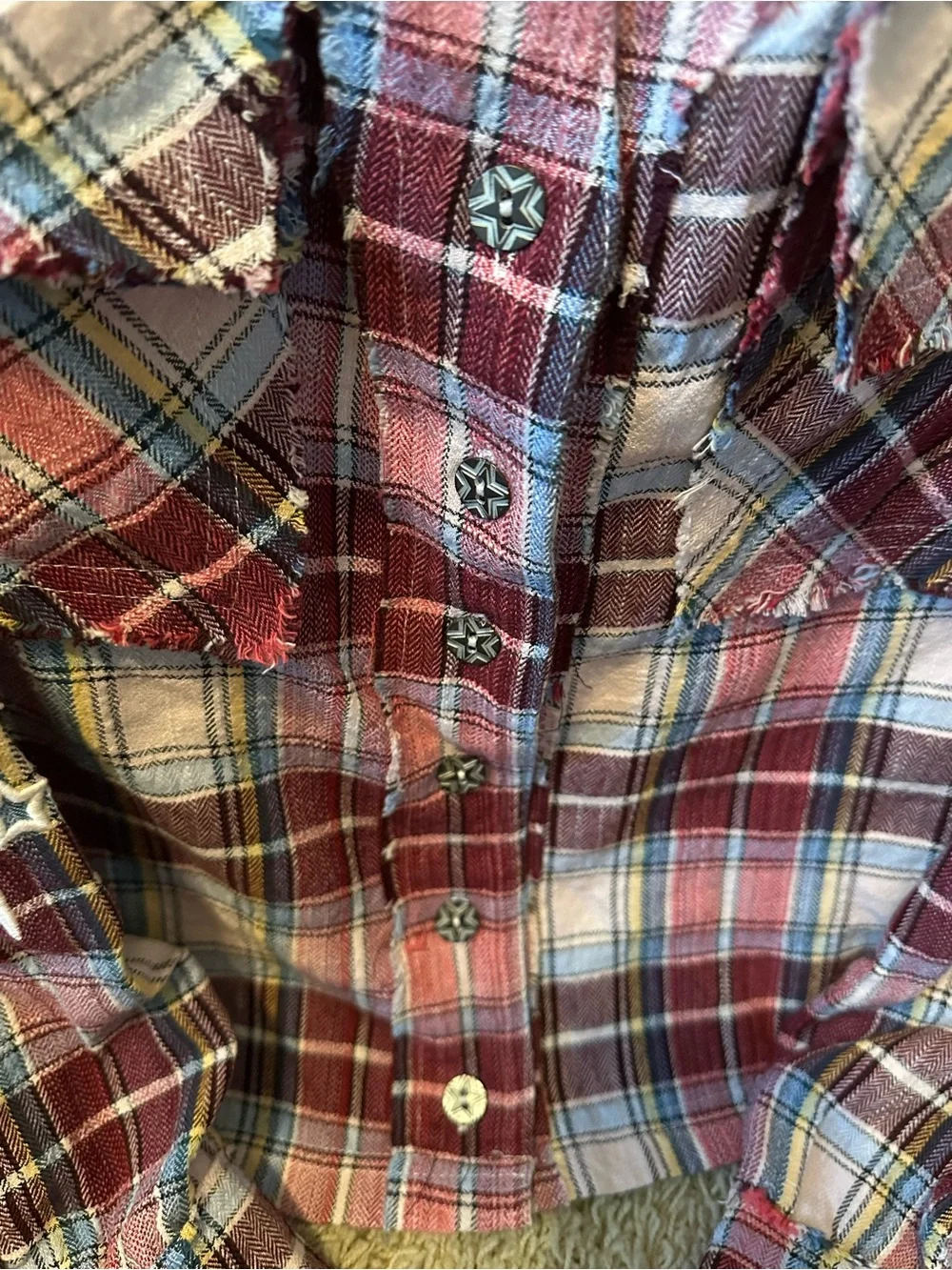 NWOT POL PLAID SHACKET WITH EMBROIDERED SLEEVES
